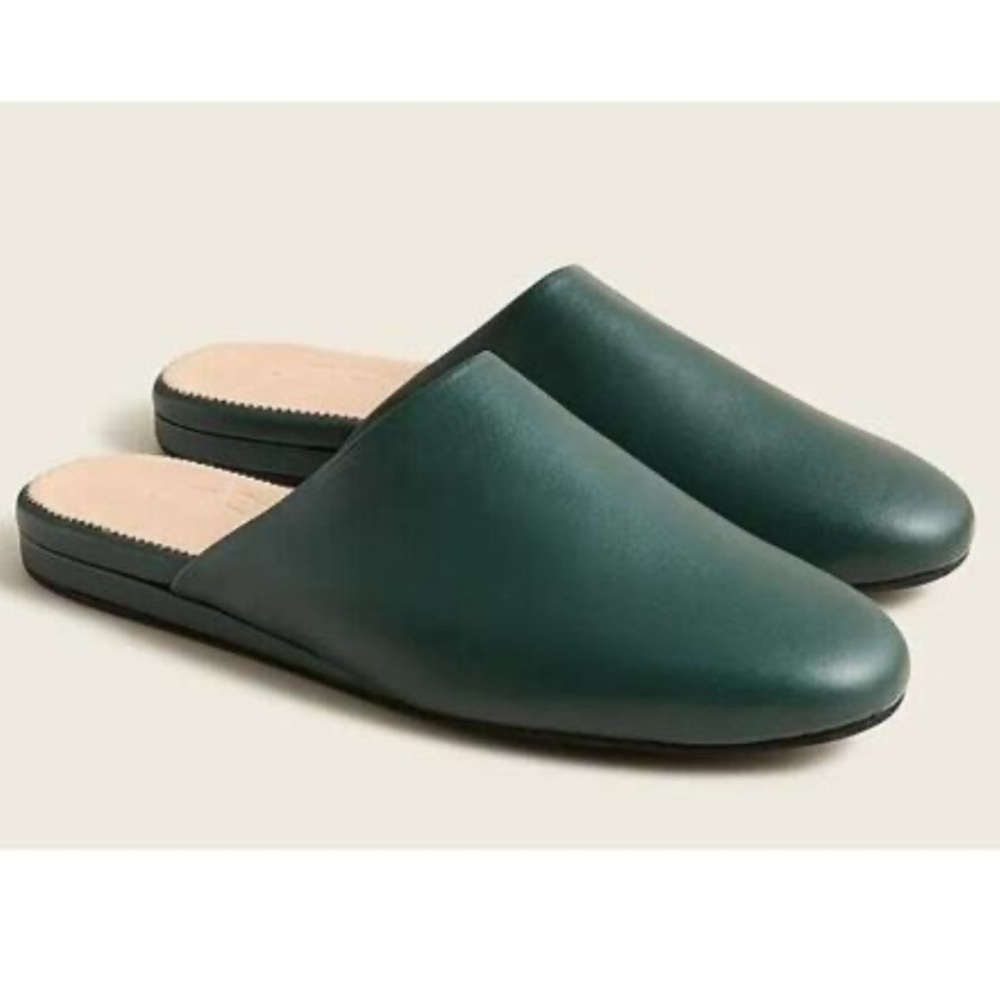 J. Crew Women's Green Leather Mules
